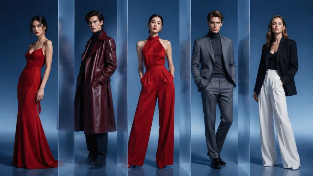 Cinematic Fashion Models Behind Glass Panels