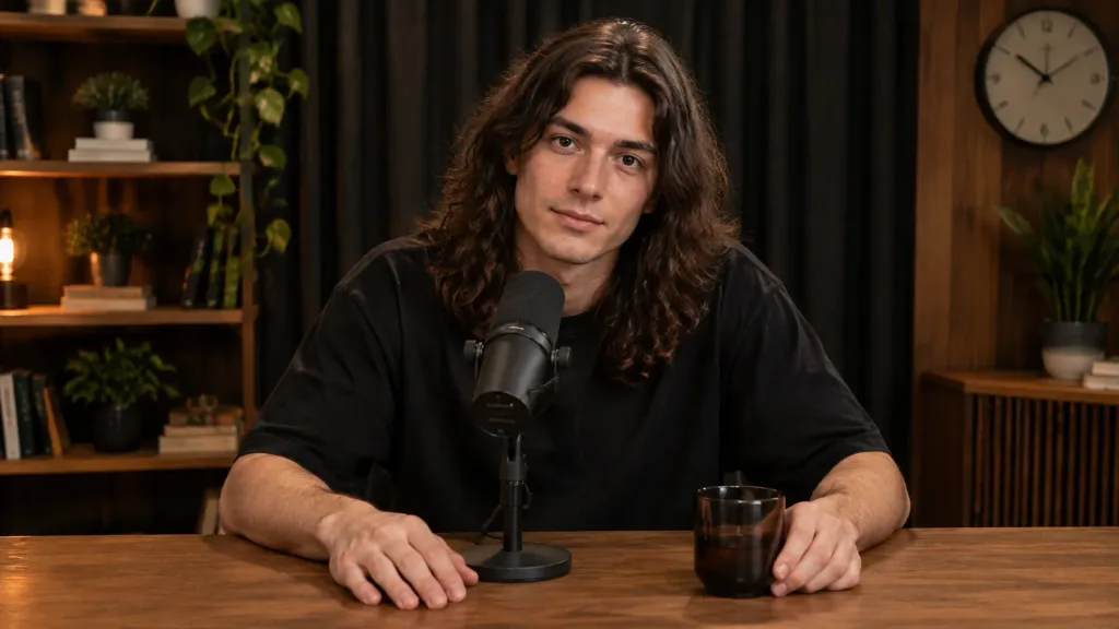 Podcast Studio Portrait at Table