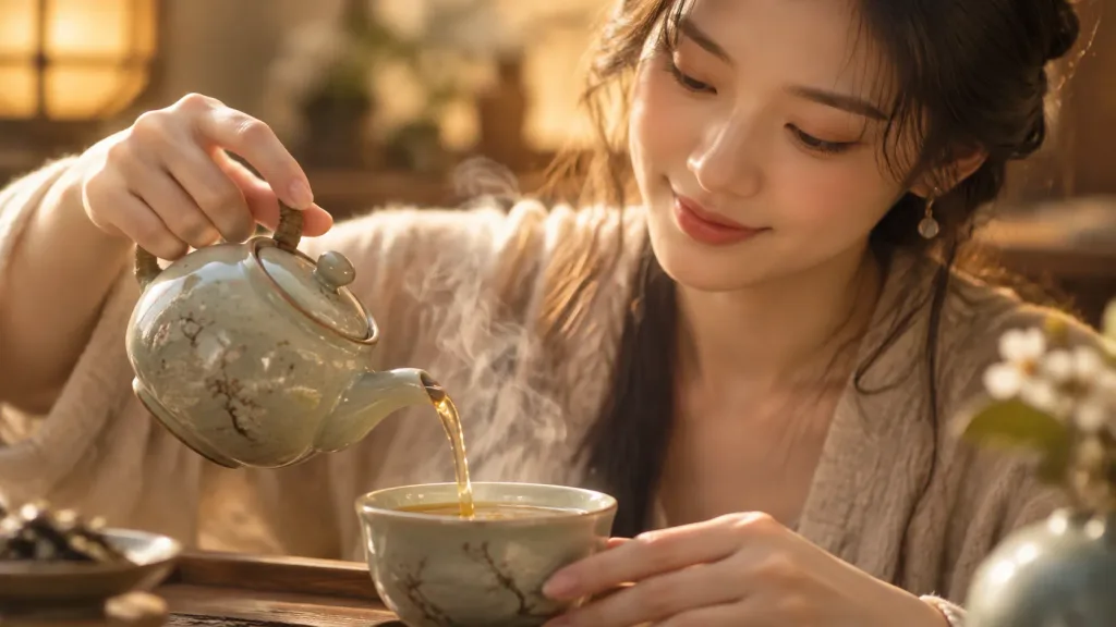 Cinematic Tea Pouring Scene