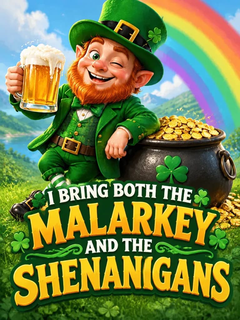 Funny Leprechaun with Beer and Gold