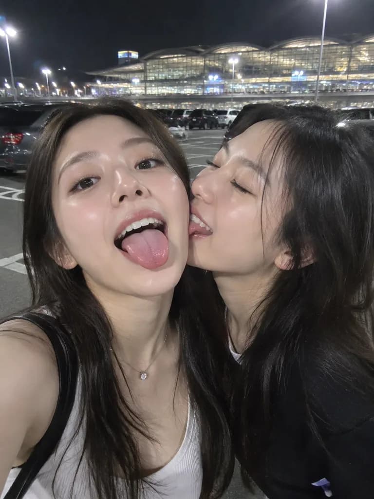 야간 스마트폰 친구 장난 셀카