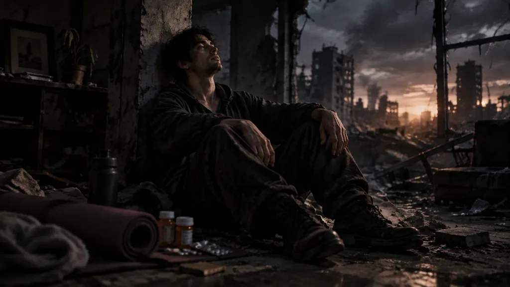 Man Embracing Disaster and Chaos