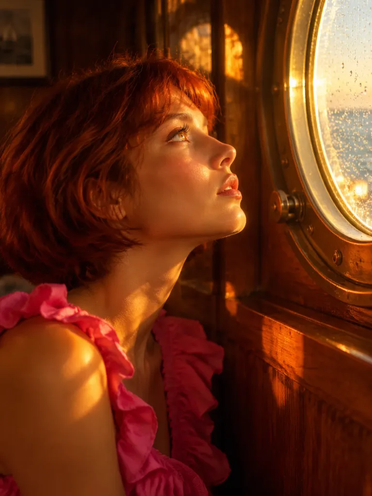 Sunlit Portrait in Wooden Cabin