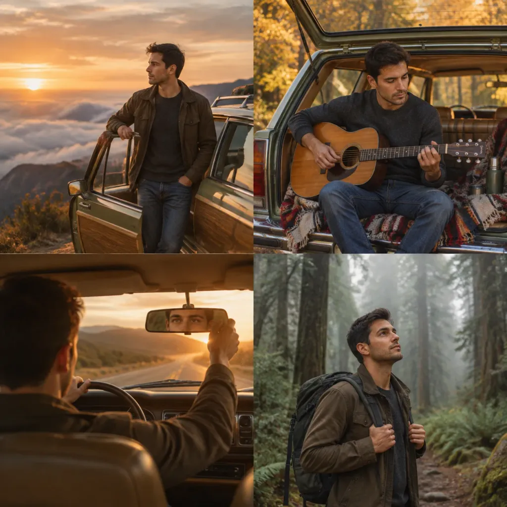 Cinematic Road Trip Lifestyle Collage