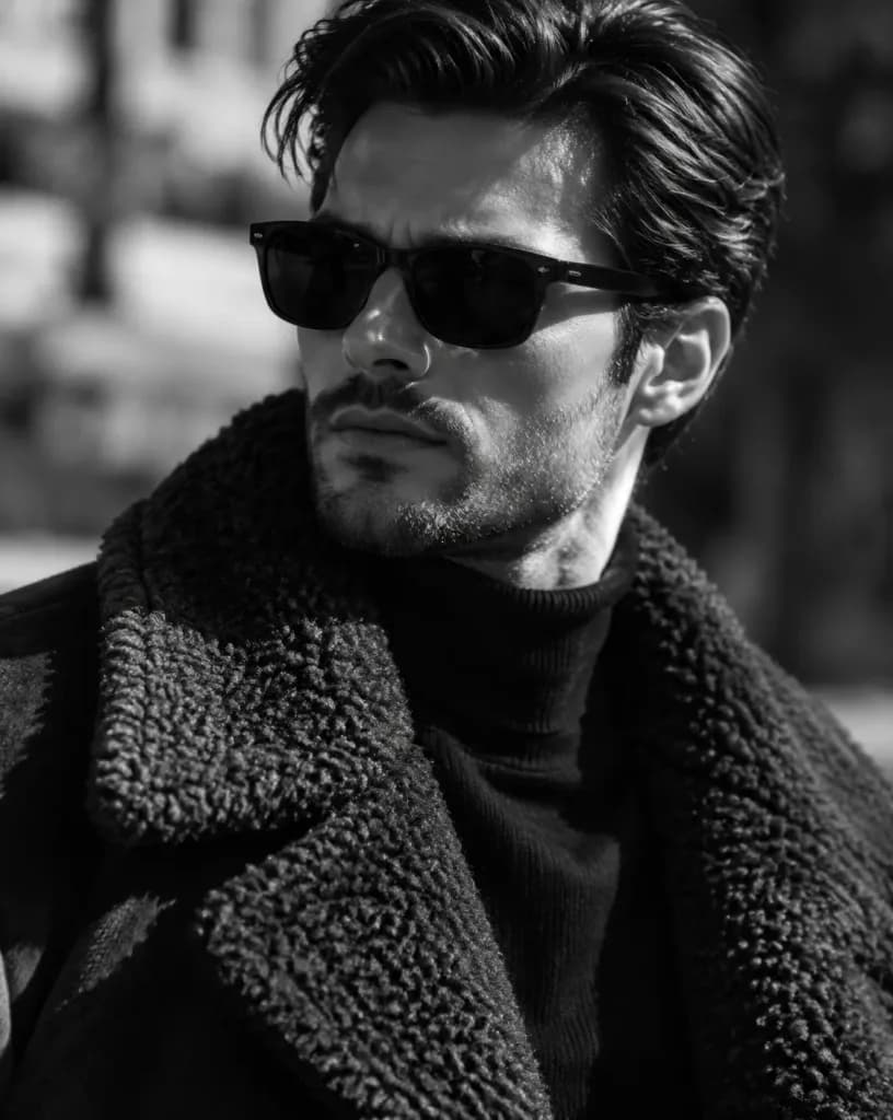 High-Contrast Monochrome Male Editorial Portrait