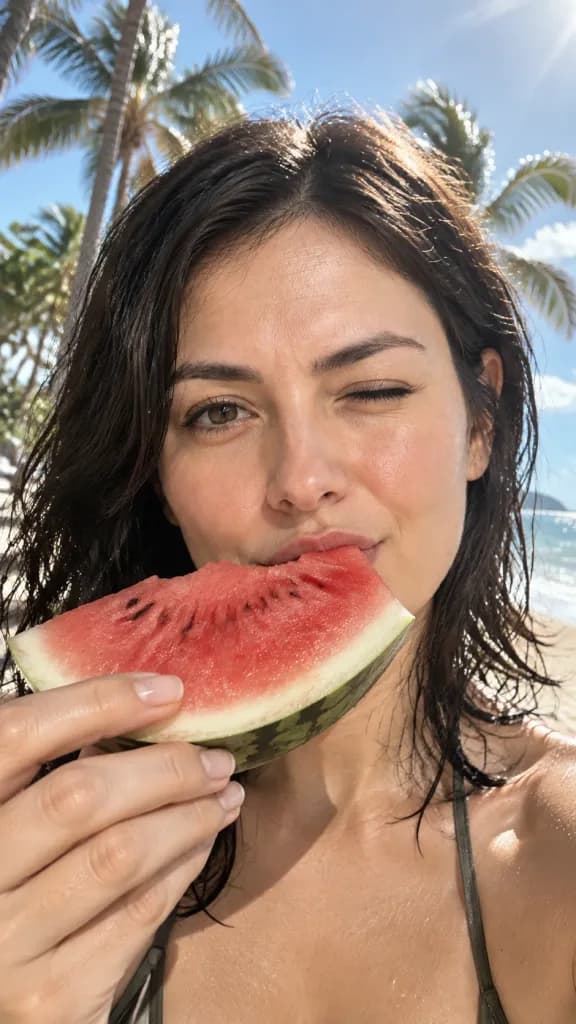 Candid Summer Watermelon Selfie