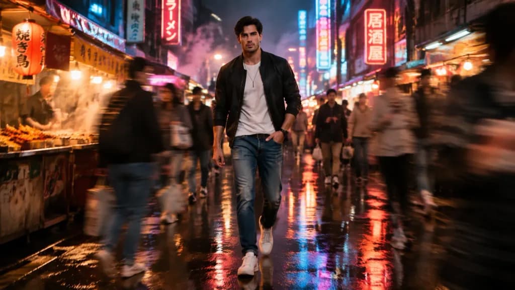 Cinematic Night Street Market Walk