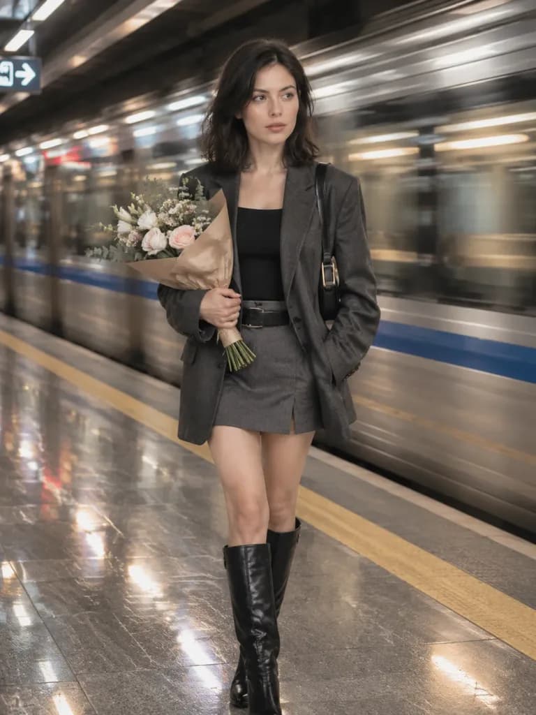 Subway Platform Motion Blur Portrait