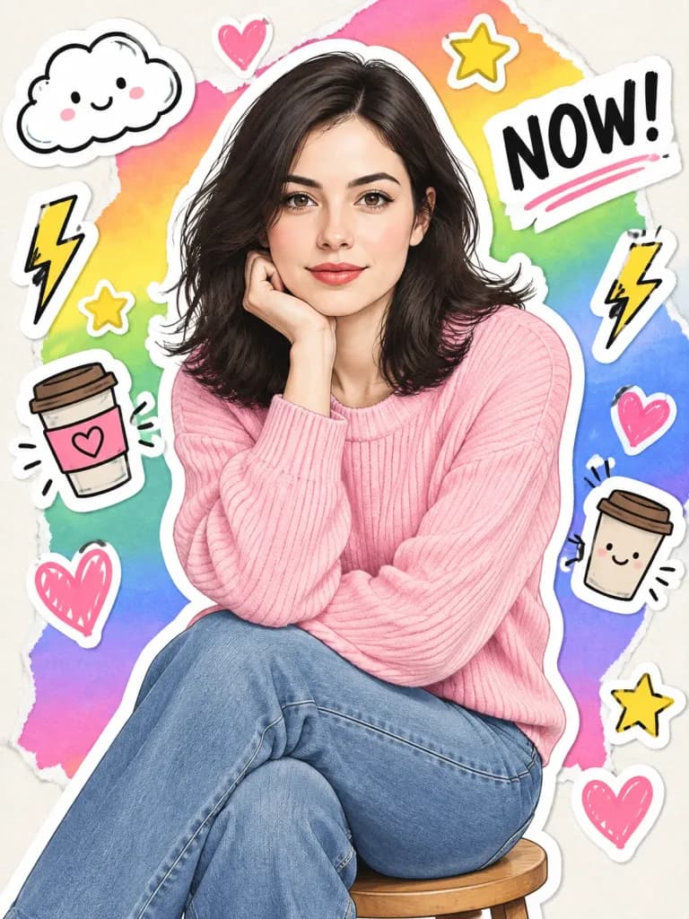 Vibrant Sticker Art Portrait Collage