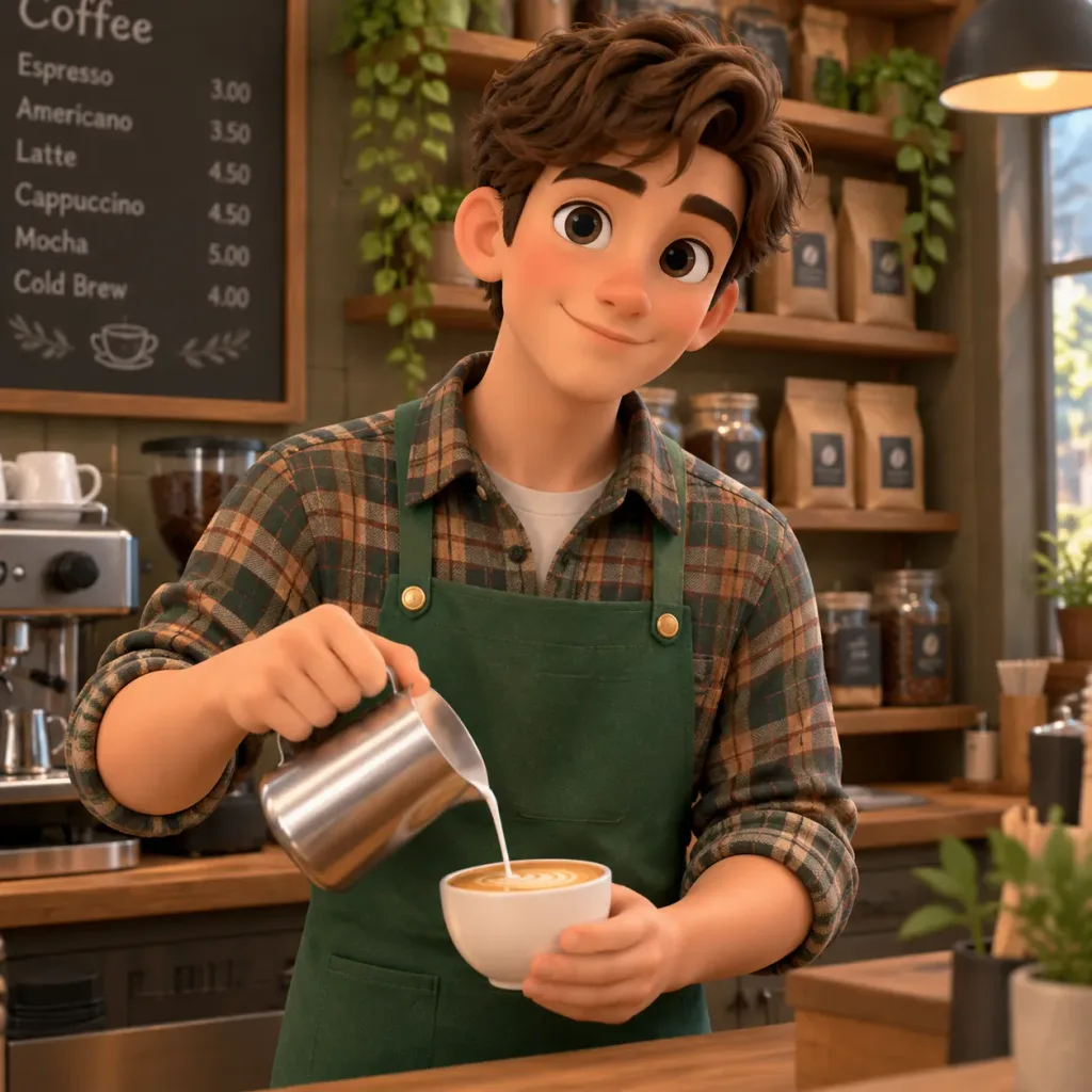 3D Stylized Coffee Shop Barista Character