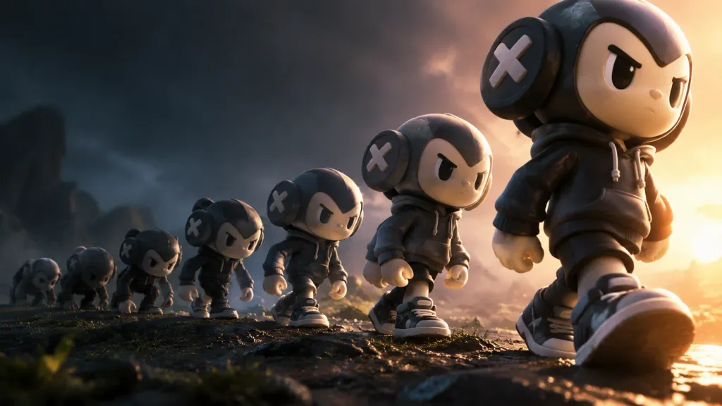 Cinematic Toy Character Evolution Sequence