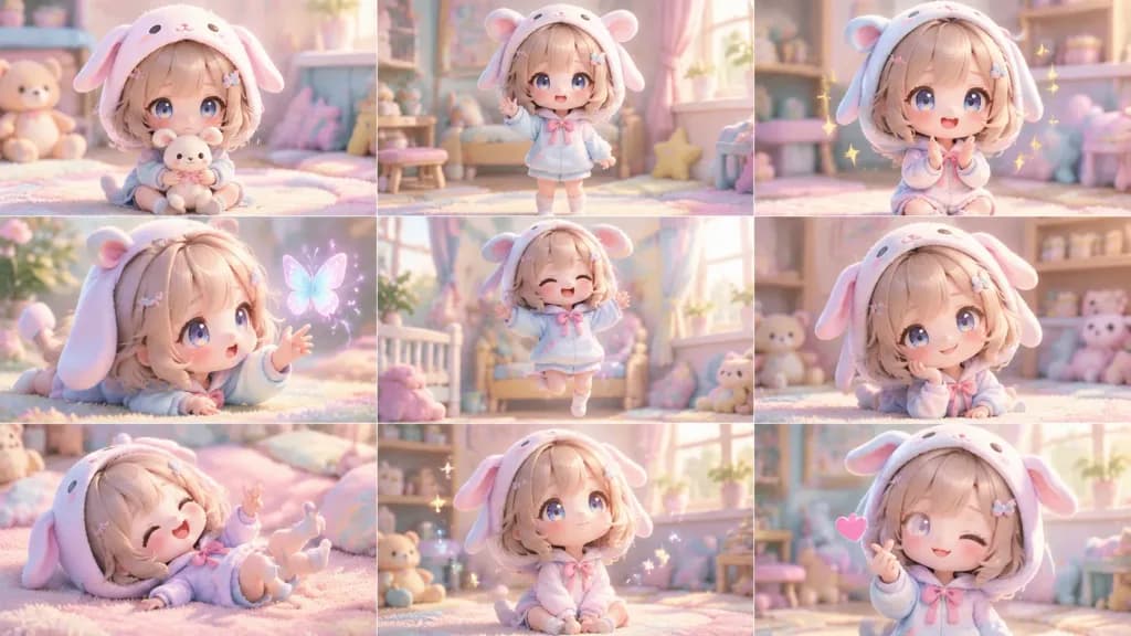3D Q版動漫少女表情姿態表