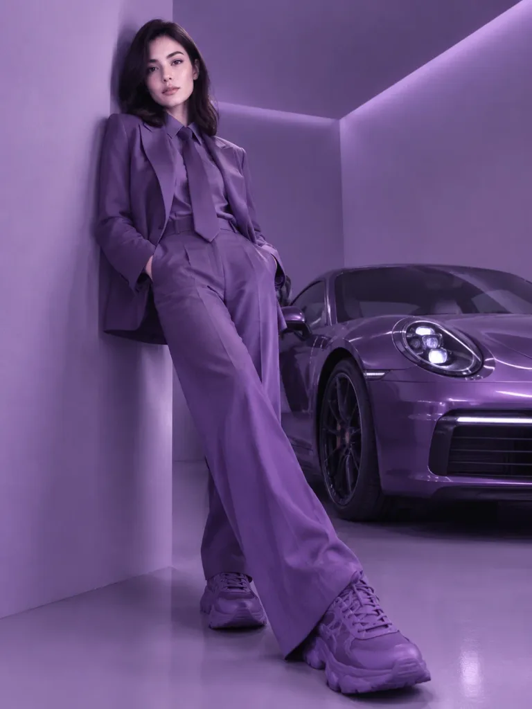Monochrome Editorial Suit Fashion Portrait