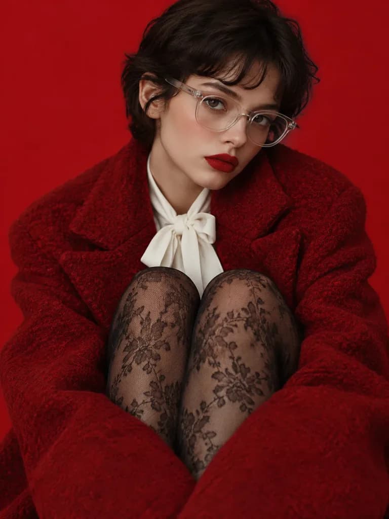 Portret Editorialny w Głębokiej Czerwieni
