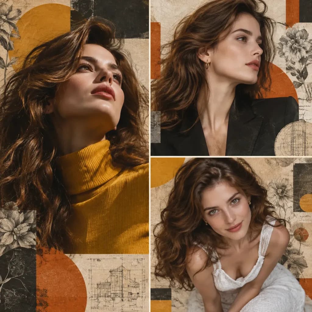 Three-Panel Mixed-Media Fashion Collage