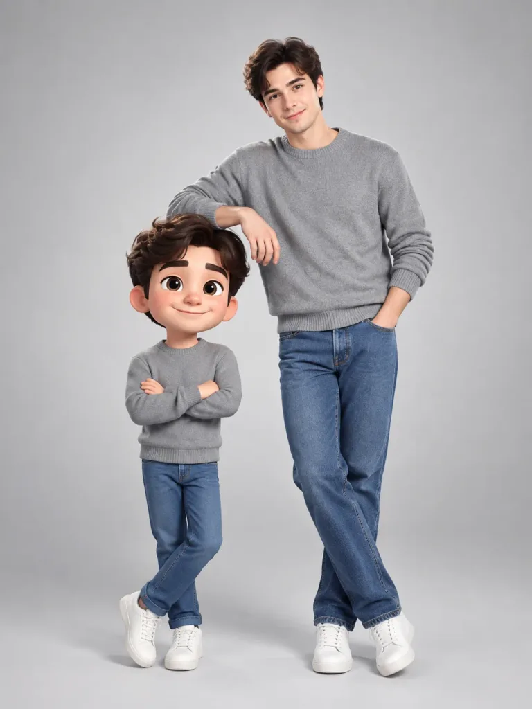 Real Subject Beside 3D Miniature Caricature
