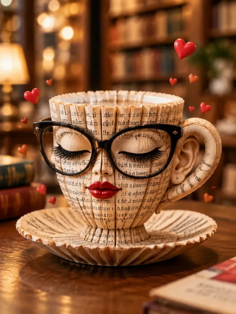 Surreal Book Page Coffee Cup
