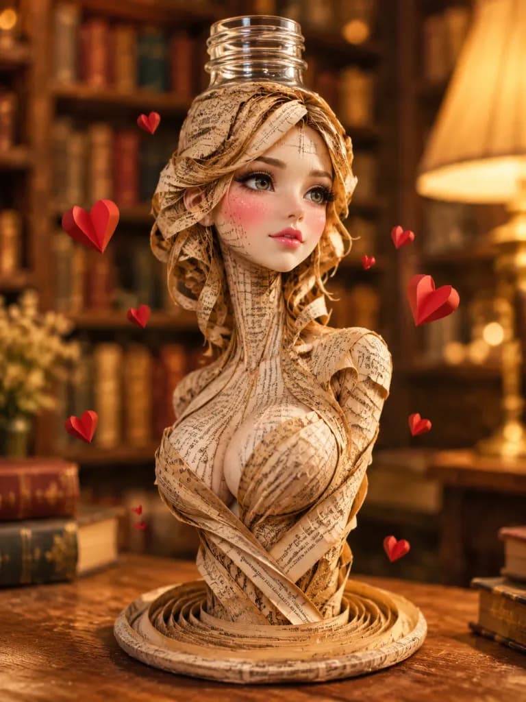 Paper Bottle Humanoid Sculpture