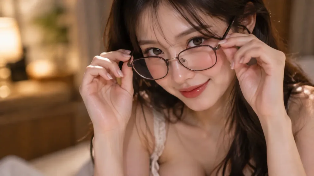 Cinematic Close-Up of Woman Putting on Glasses