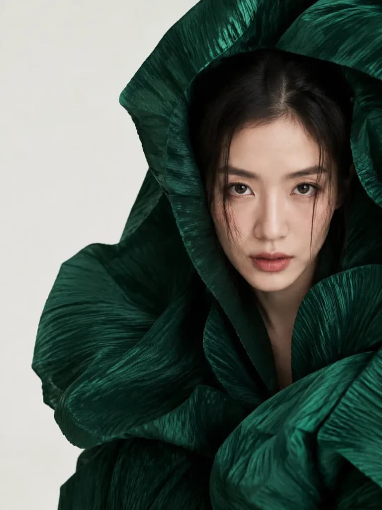 Avant-Garde Sculptural Fabric Portrait