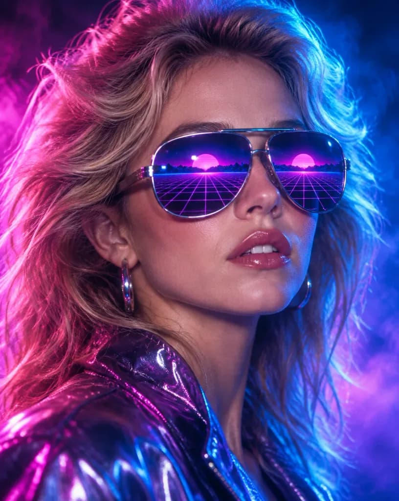 Retro-Futuristic Synthwave Fashion Portrait