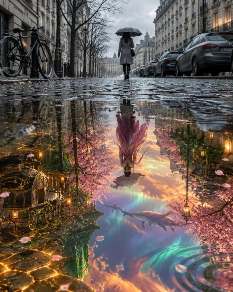 Parallel Reality Puddle Reflection