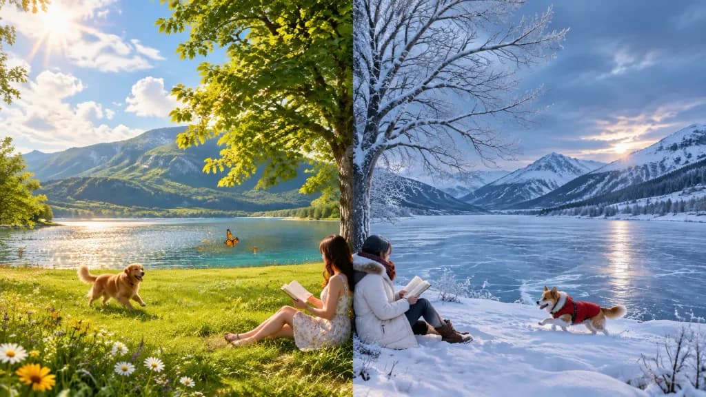 Surreal Seasonal Split Landscape