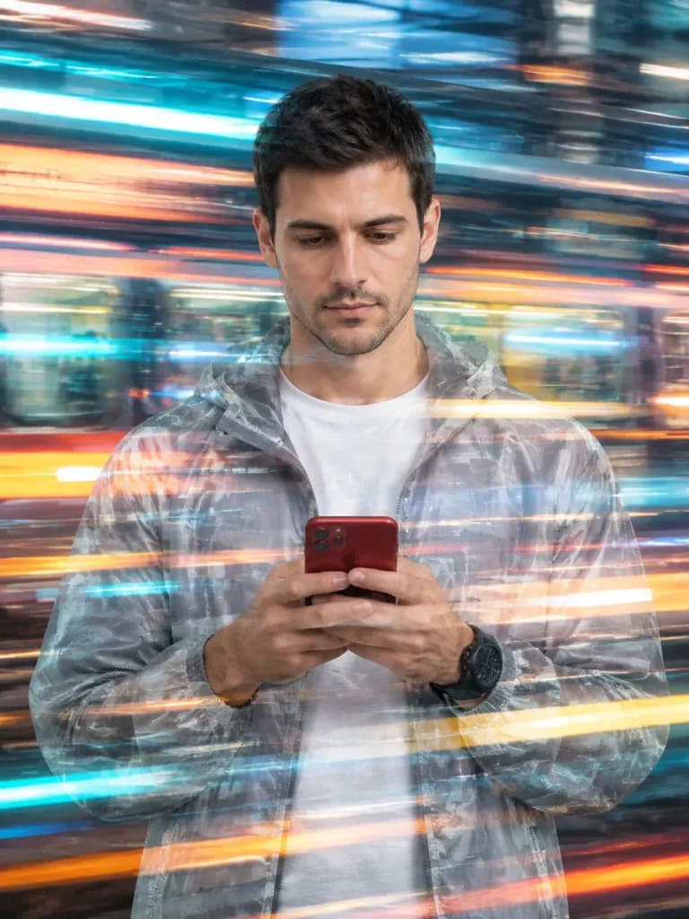 Man with Speed Light Motion Blur