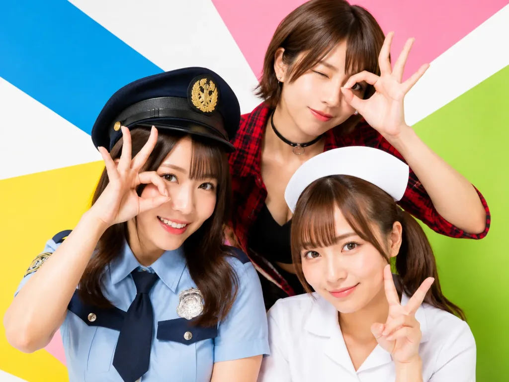 Japanese Commercial Trio Posing Ad
