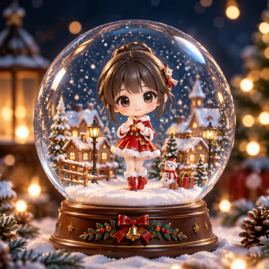 クリスマススノードームの中のちびフィギュア