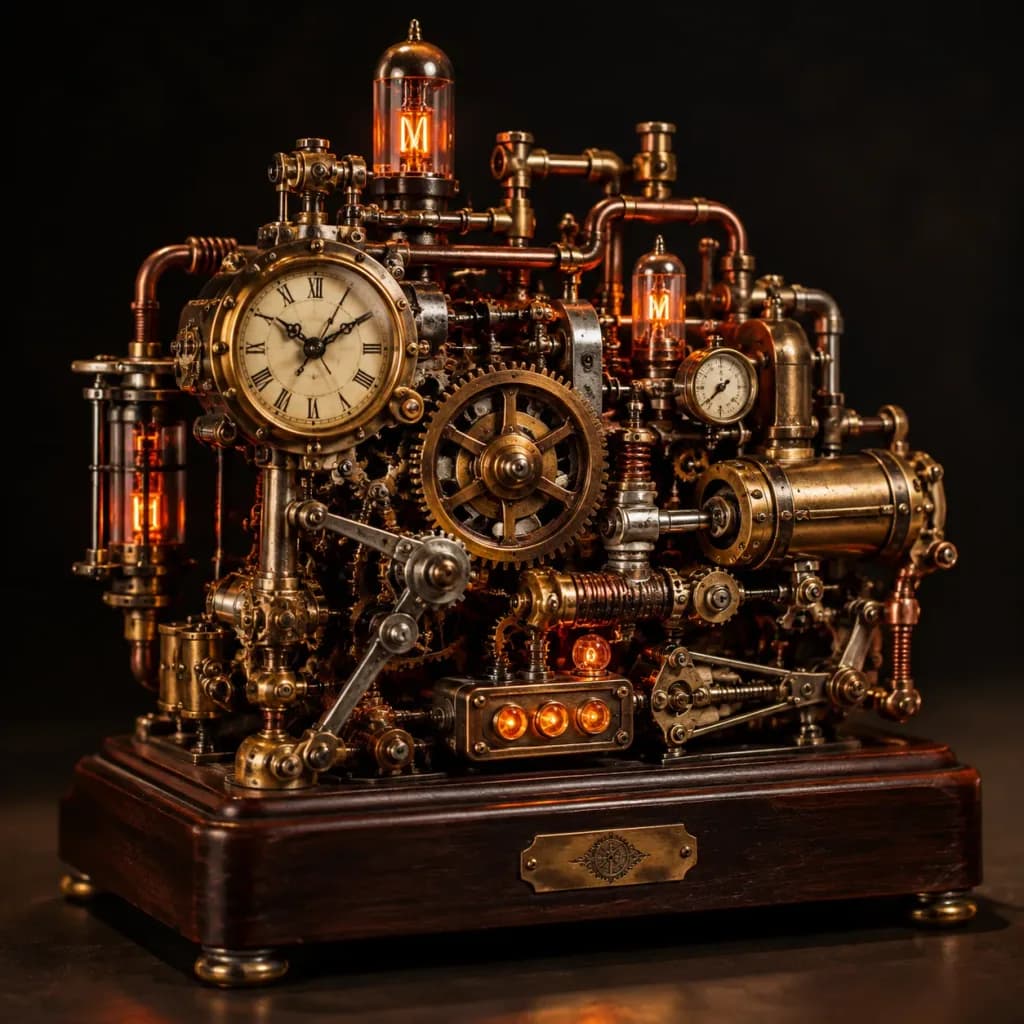 Intricate Steampunk Clockwork Sculpture