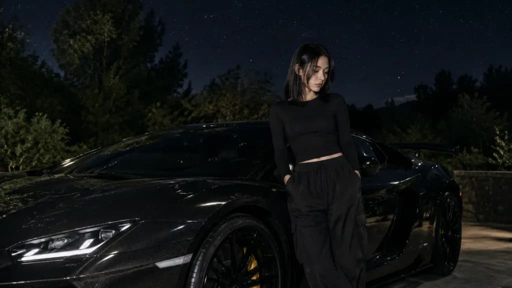 Potret Malam Bersama Mobil Sport