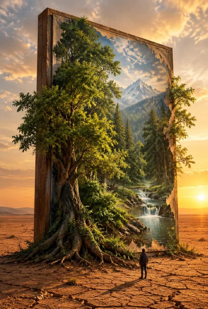 Living Painting Spilling Into Desert
