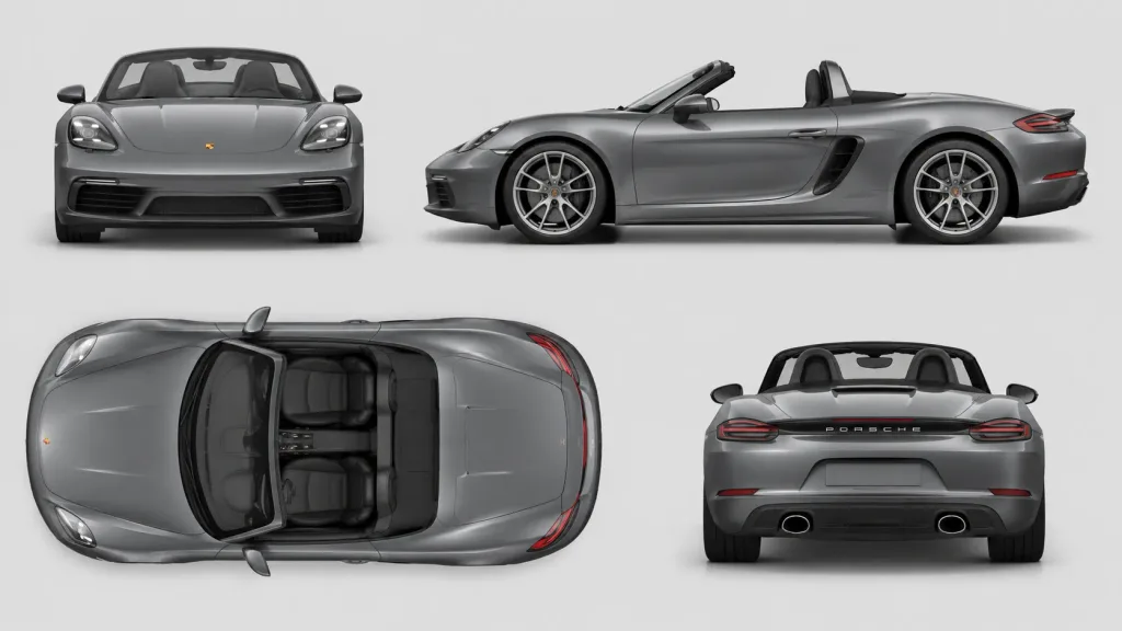 Four-View Sports Car Design Sheet