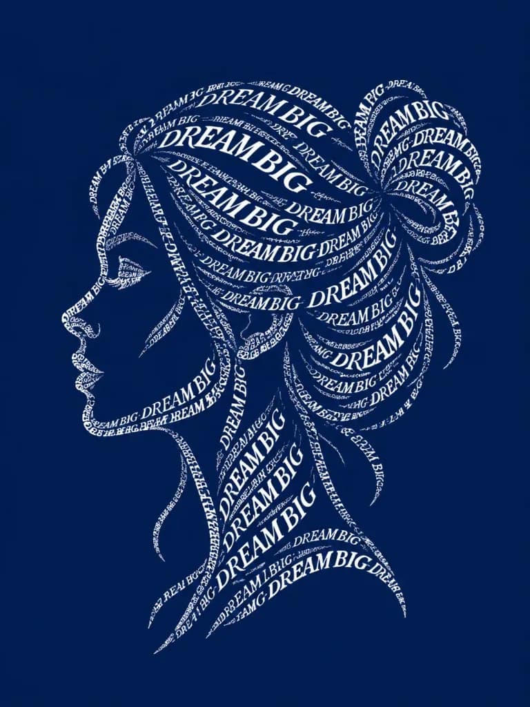 Typograficzny Portret Sylwetkowy z Kaligrafią