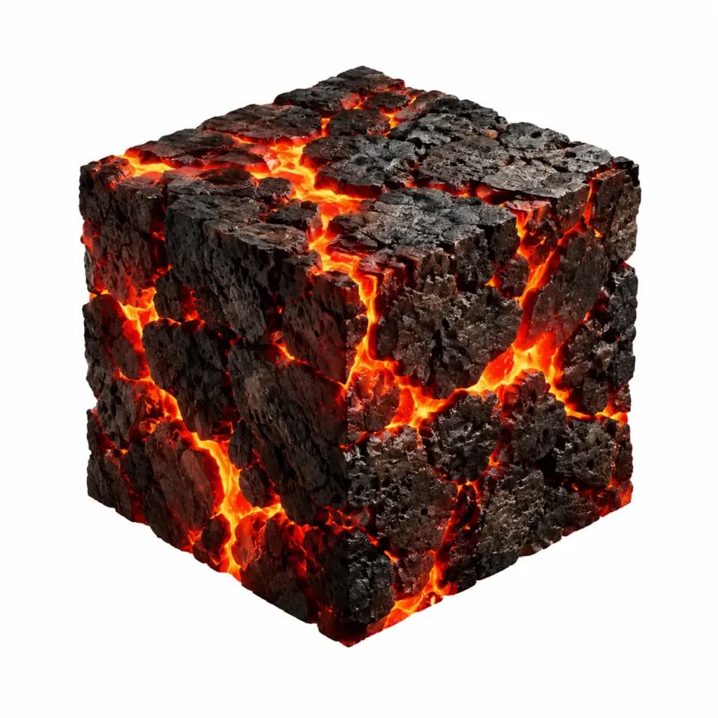 Molten Lava Textured 3D Cube