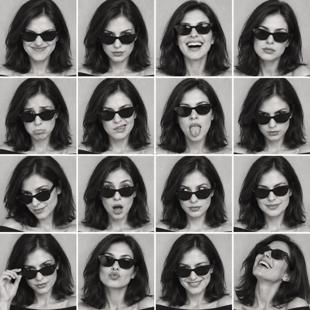 Monochrome Photobooth Expression Grid