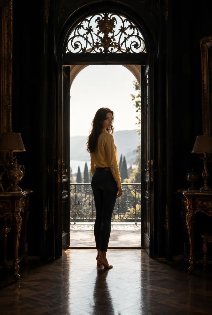 Woman in Grand Doorway Chiaroscuro