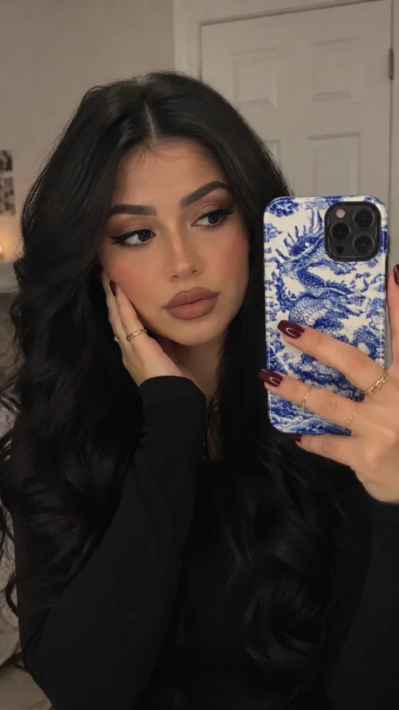 Aesthetic Beauty Mirror Selfie with Dragon Phone Case