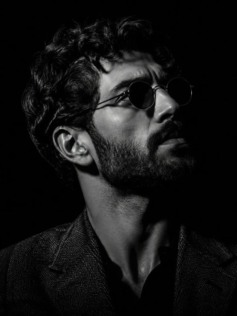 Dramatic Black and White Chiaroscuro Portrait