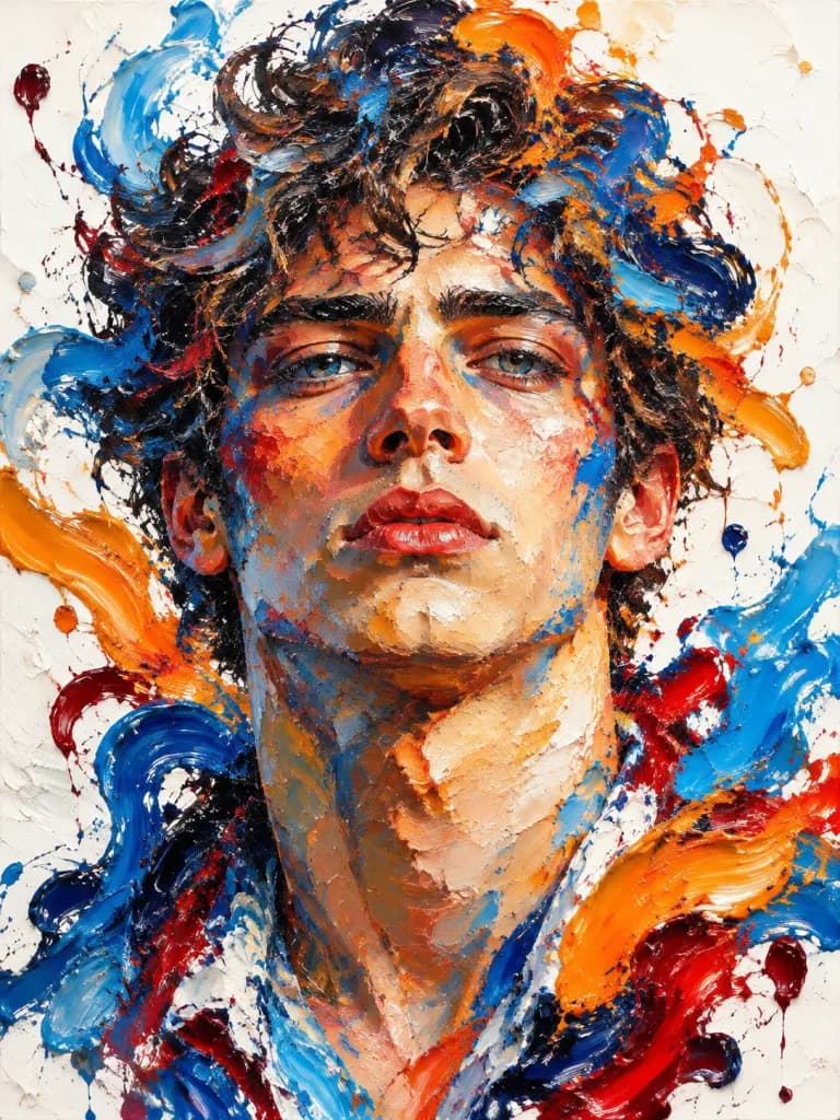 Abstract Impasto Oil Portrait