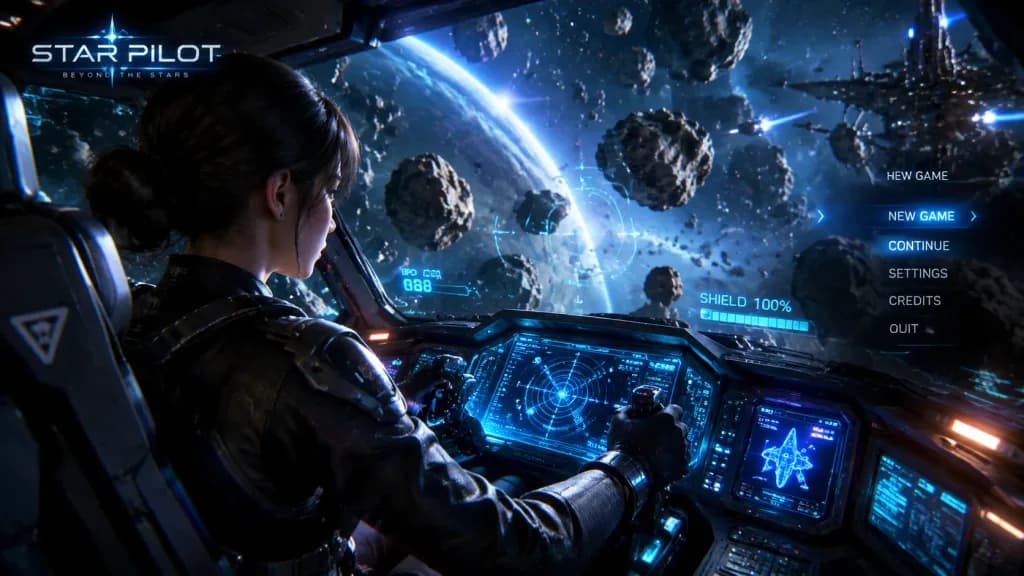 Photorealistic Space Flight Game Concept