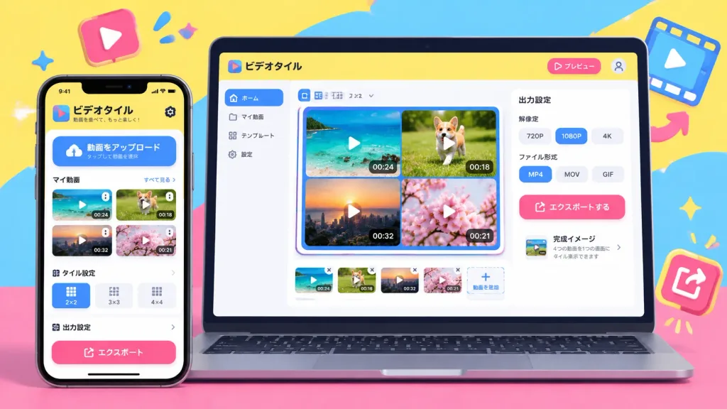 ポップスタイルのクロスプラットフォームモックアップ