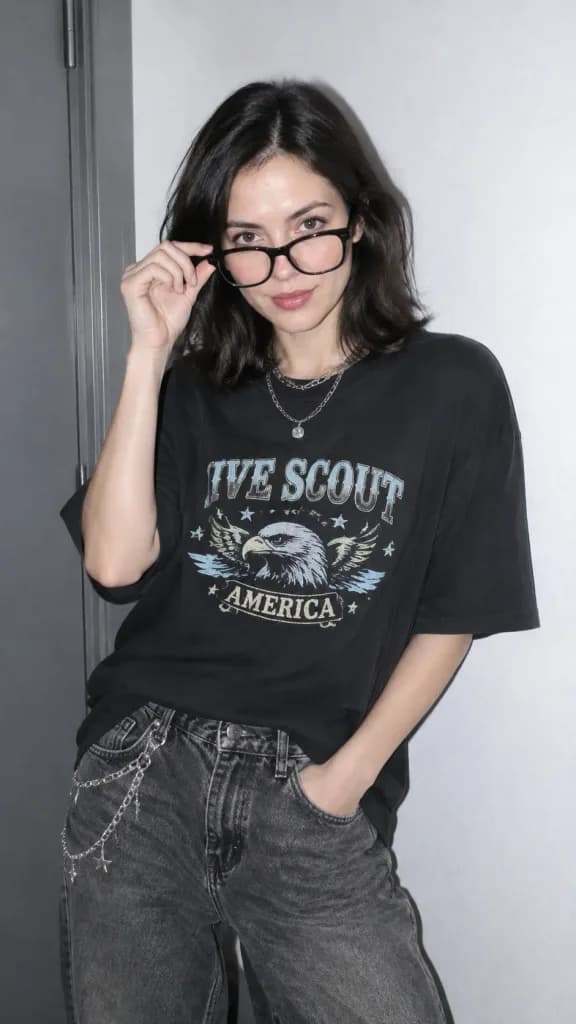 Y2K Flash Portrait in Room Corner