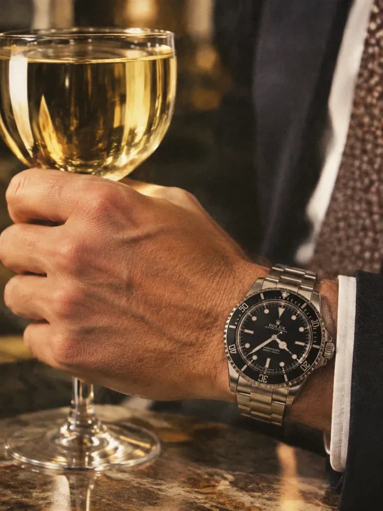 1980s Magazine Ad with Watch and Wine