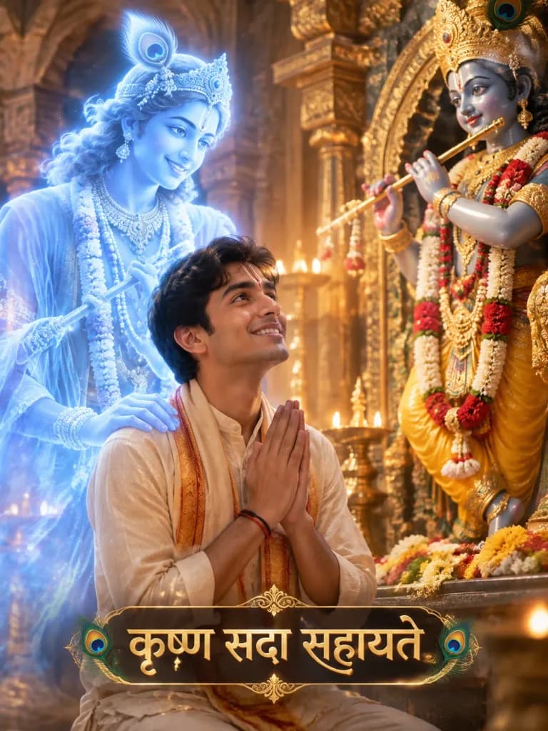 Young Devotee and Holographic Lord Krishna