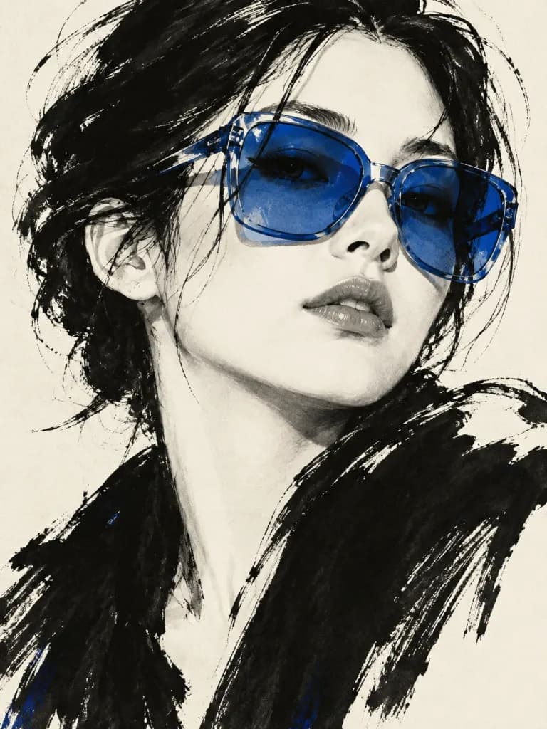 ハイファッション墨絵エディトリアルポートレート