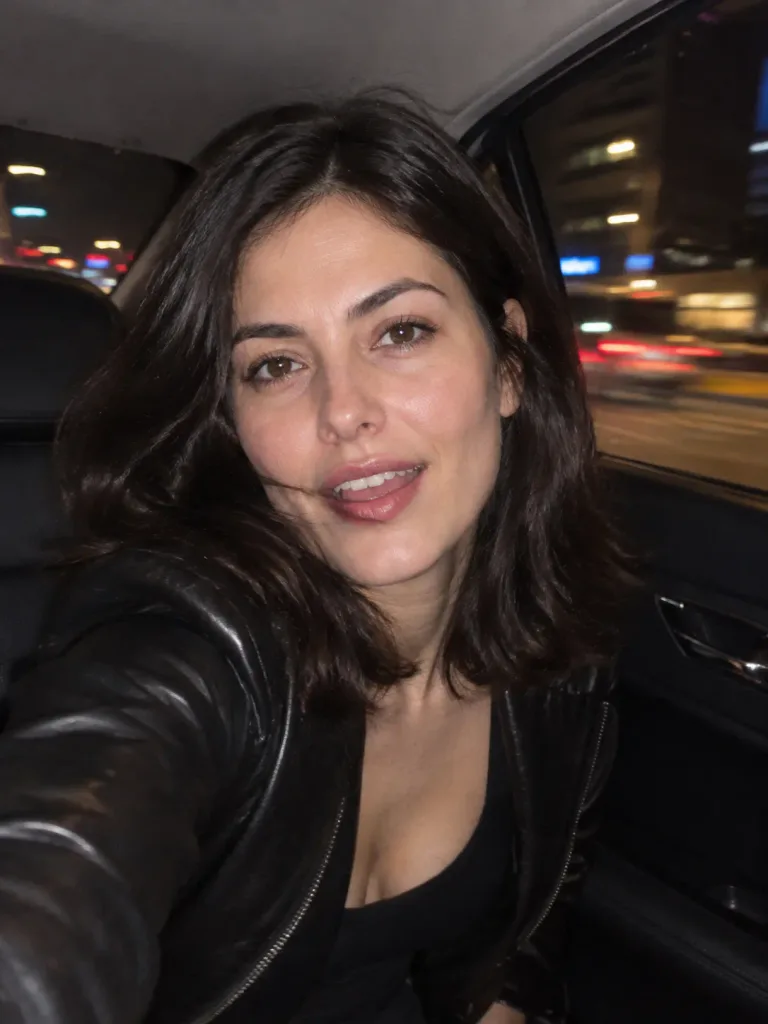 Candid Night Car Backseat Portrait