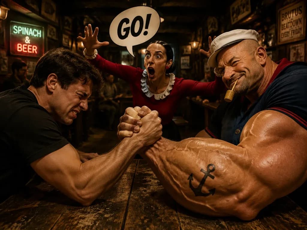 Arm Wrestling Match with Popeye