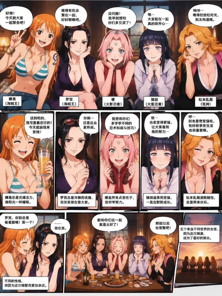 動漫女主角跨界全彩漫畫頁